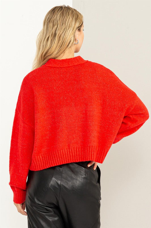 Button Front Cropped Cardigan Sweater - Tigbul's Variety Fashion Shop
