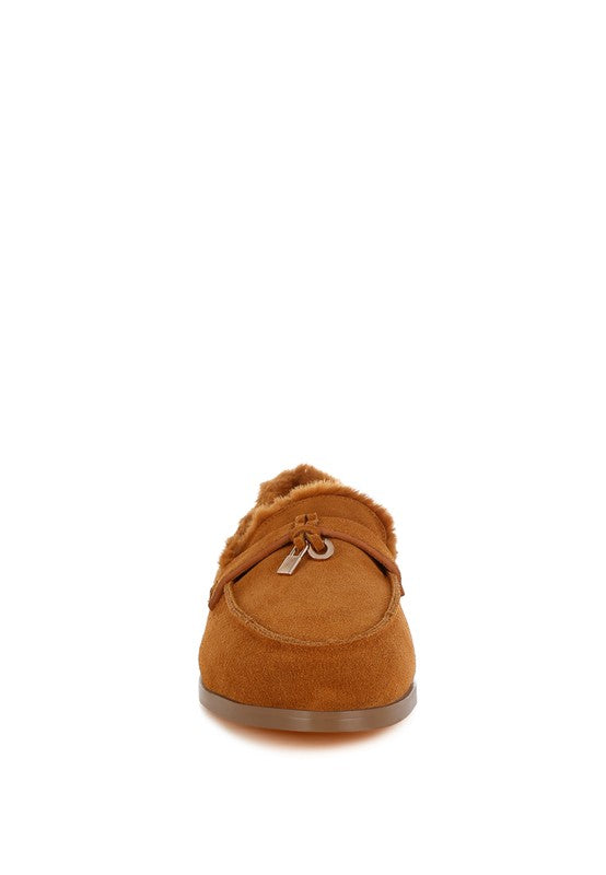 Ohrid Suede & Faux Fur Flat Loafers - Tigbul's Variety Fashion Shop
