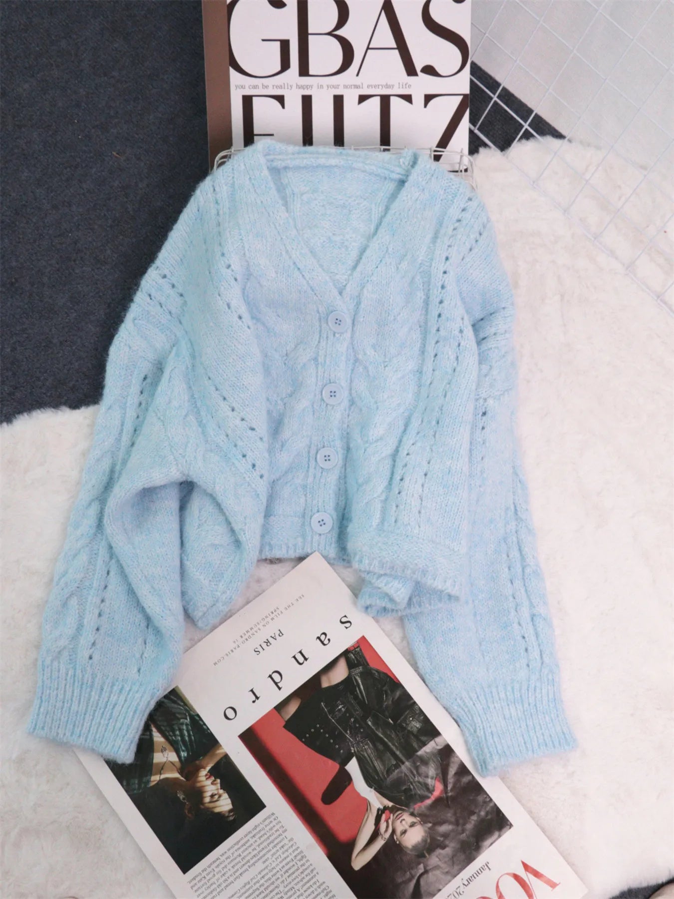 Cable Knit Button-Up Cardigan - Tigbul's Variety Fashion Shop