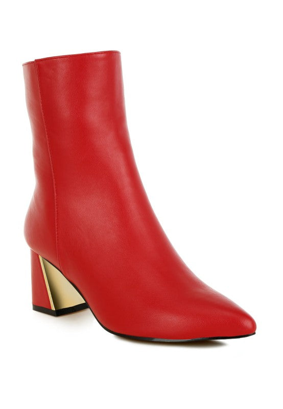 Kaira Metallic Accent Heel High Ankle Boots - Tigbul's Variety Fashion Shop