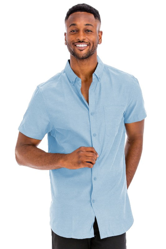 Weiv Men's Casual Short Sleeve Solid Shirts - Tigbul's Variety Fashion Shop