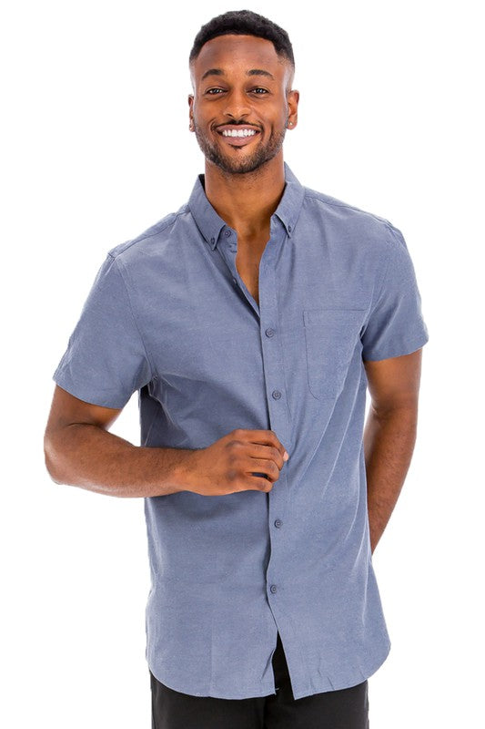 Weiv Men's Casual Short Sleeve Solid Shirts - Tigbul's Variety Fashion Shop