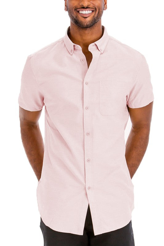 Weiv Men's Casual Short Sleeve Solid Shirts - Tigbul's Variety Fashion Shop