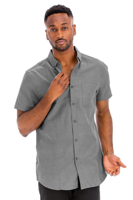 Weiv Men's Casual Short Sleeve Solid Shirts - Tigbul's Variety Fashion Shop