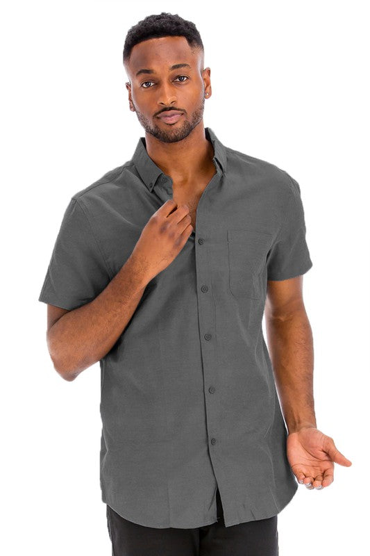 Weiv Men's Casual Short Sleeve Solid Shirts - Tigbul's Variety Fashion Shop
