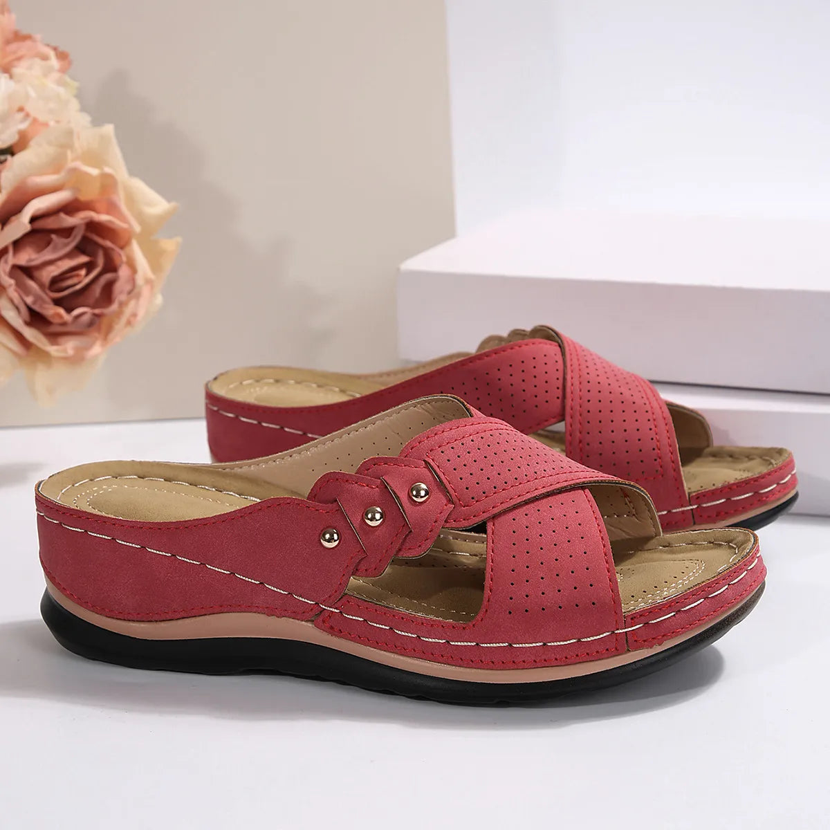 Crisscross Open Toe Wedge Sandals - Tigbul's Variety Fashion Shop