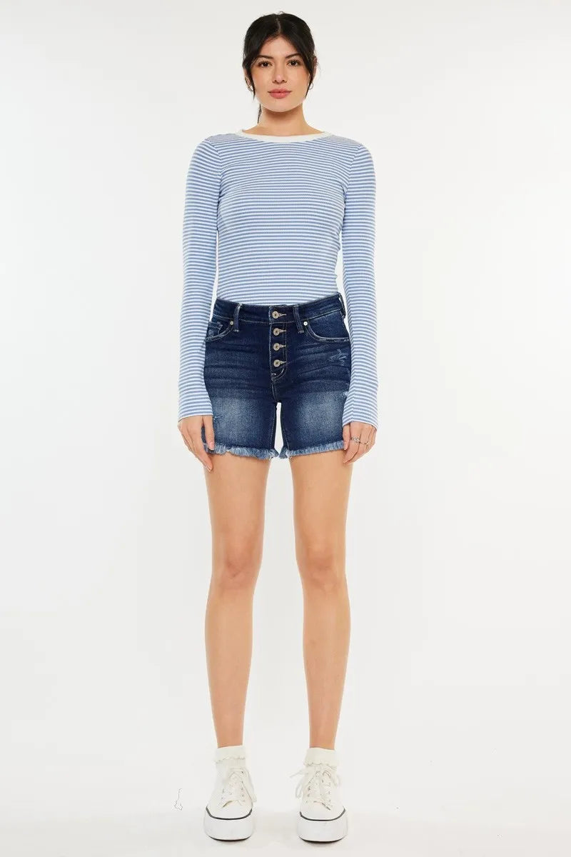 Kancan Mid Rise Button Fly Denim Shorts - Tigbul's Variety Fashion Shop