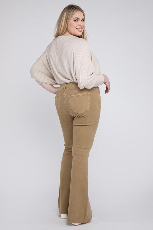 Plus Size High Rise Super Flare Jeans - Tigbul's Variety Fashion Shop