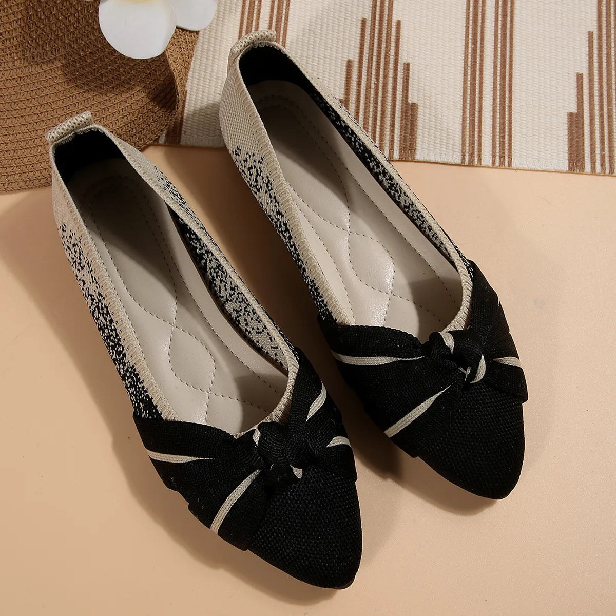 Contrast Point Toe Flats Slip-Ons - Tigbul's Variety Fashion Shop