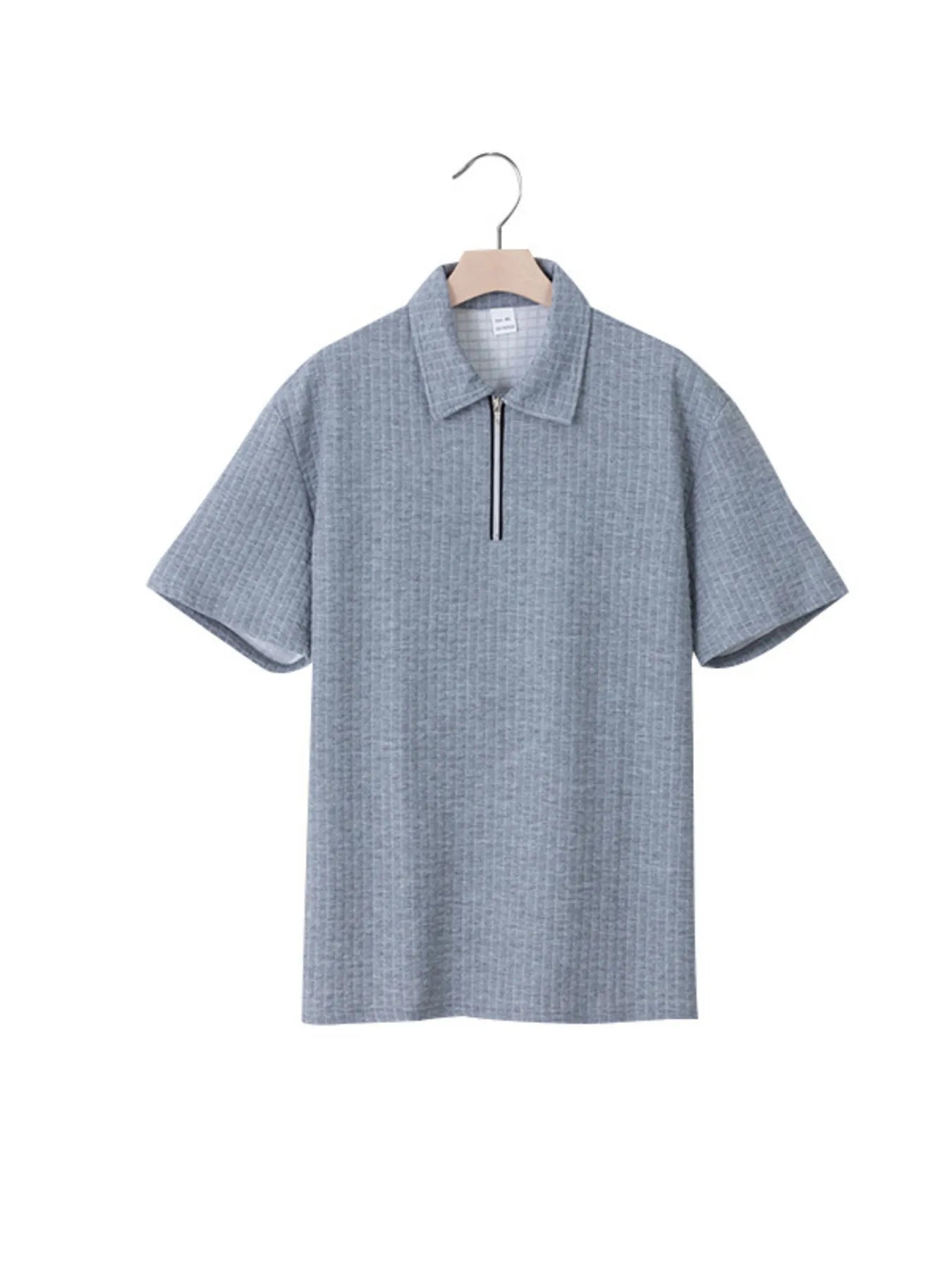 Men's Full Size Waffle Short Sleeve Polo with Zipper Detail Plus Size - Tigbul's Variety Fashion Shop