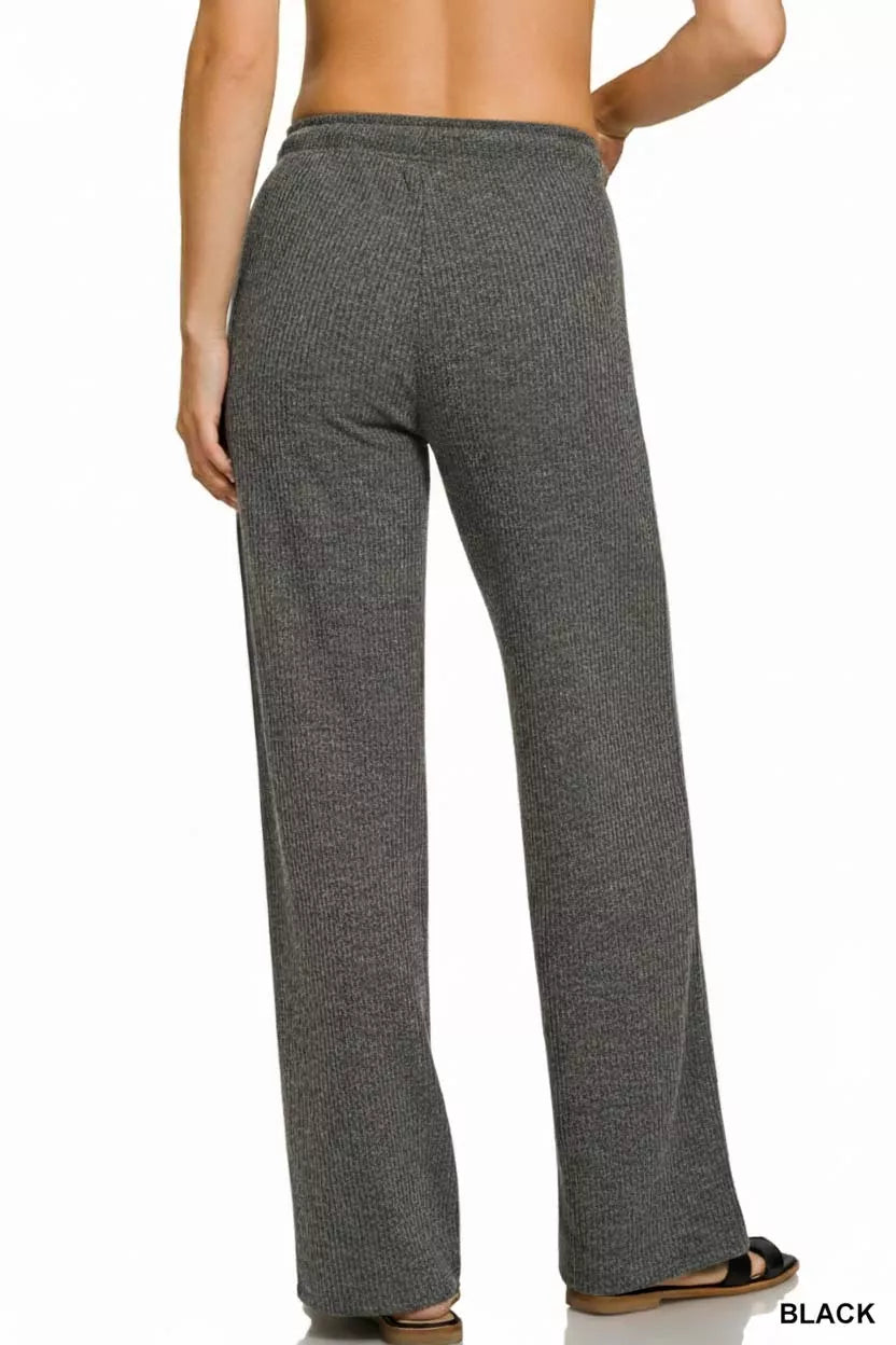 Zenana Ribbed Drawstring Lounge Pants - Tigbul's Variety Fashion Shop