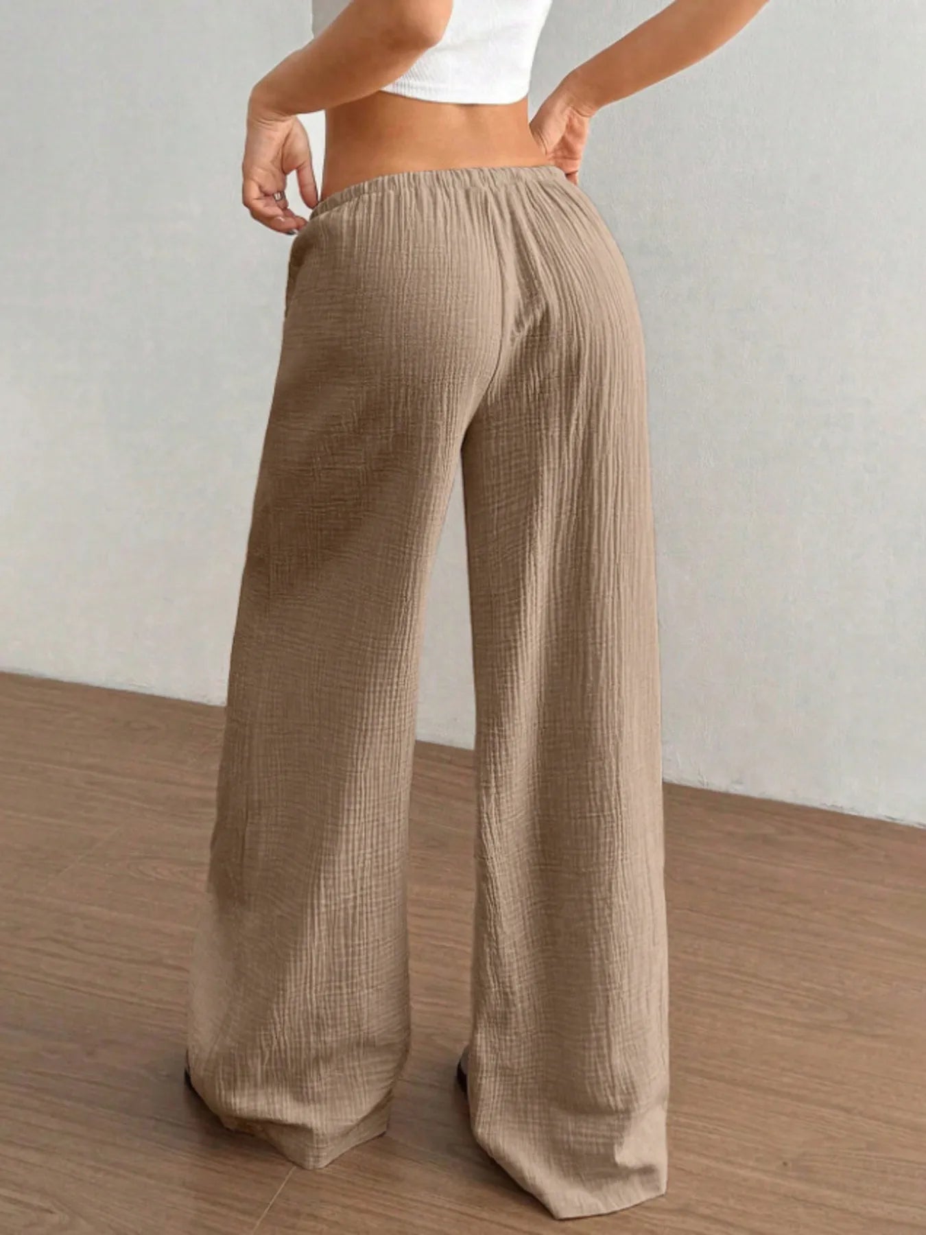Wide Leg Drawstring Casual Pants - Tigbul's Variety Fashion Shop