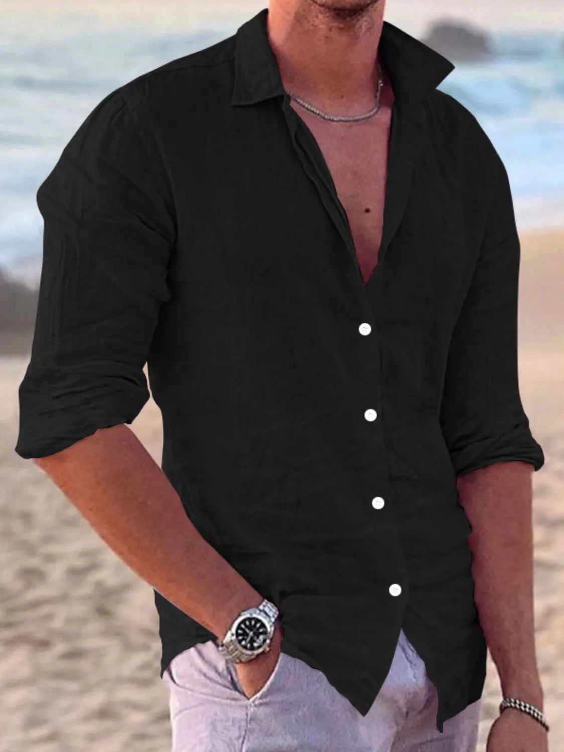 Men's Full Size Button Up Long Sleeve Shirt Plus Size - Tigbul's Variety Fashion Shop
