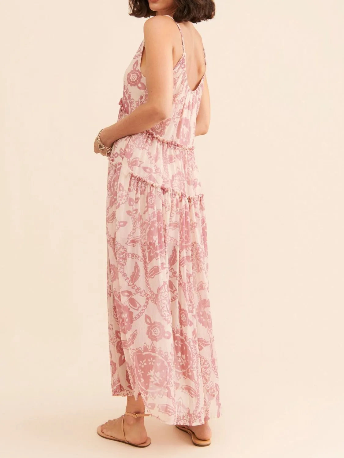 Printed V-Neck Sleeveless Dress - Tigbul's Variety Fashion Shop