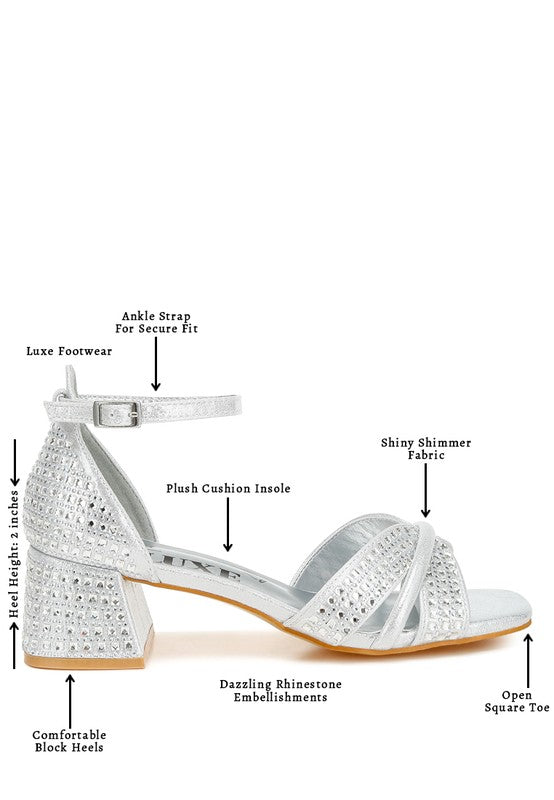 Babylon Low Block Heel Rhinestone Sandals - Tigbul's Variety Fashion Shop