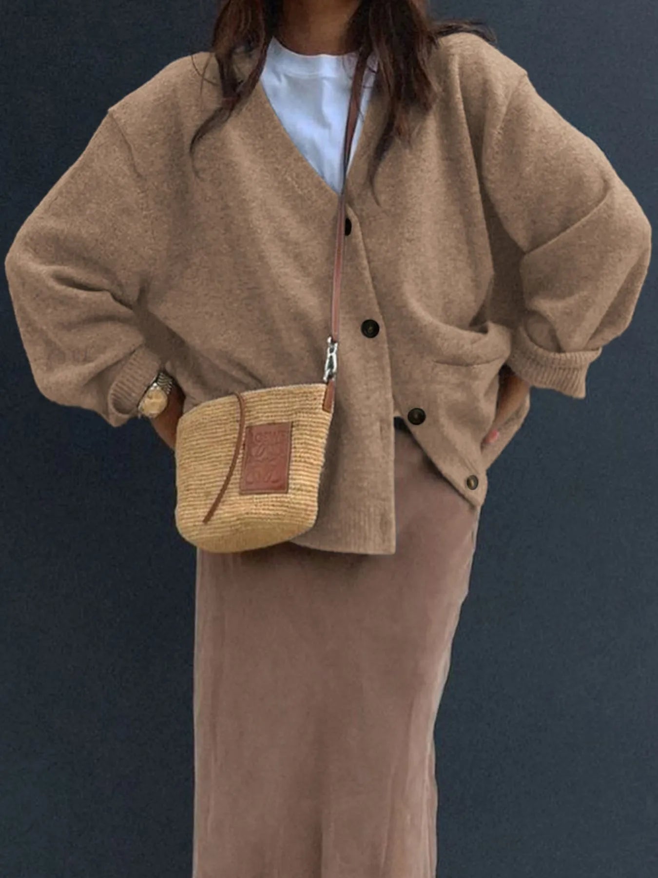 Button-Front Long Sleeve Cardigan - Tigbul's Variety Fashion Shop
