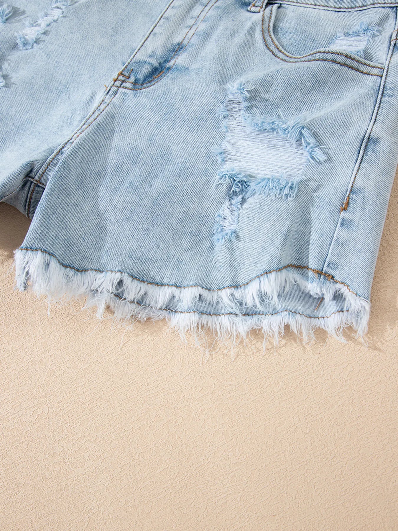 High Rise Distressed Raw Hem Denim Shorts - Tigbul's Variety Fashion Shop