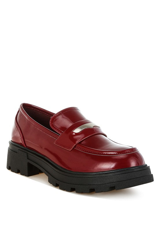 Gleam Stride Faux Leather Chunky Loafers - Tigbul's Variety Fashion Shop