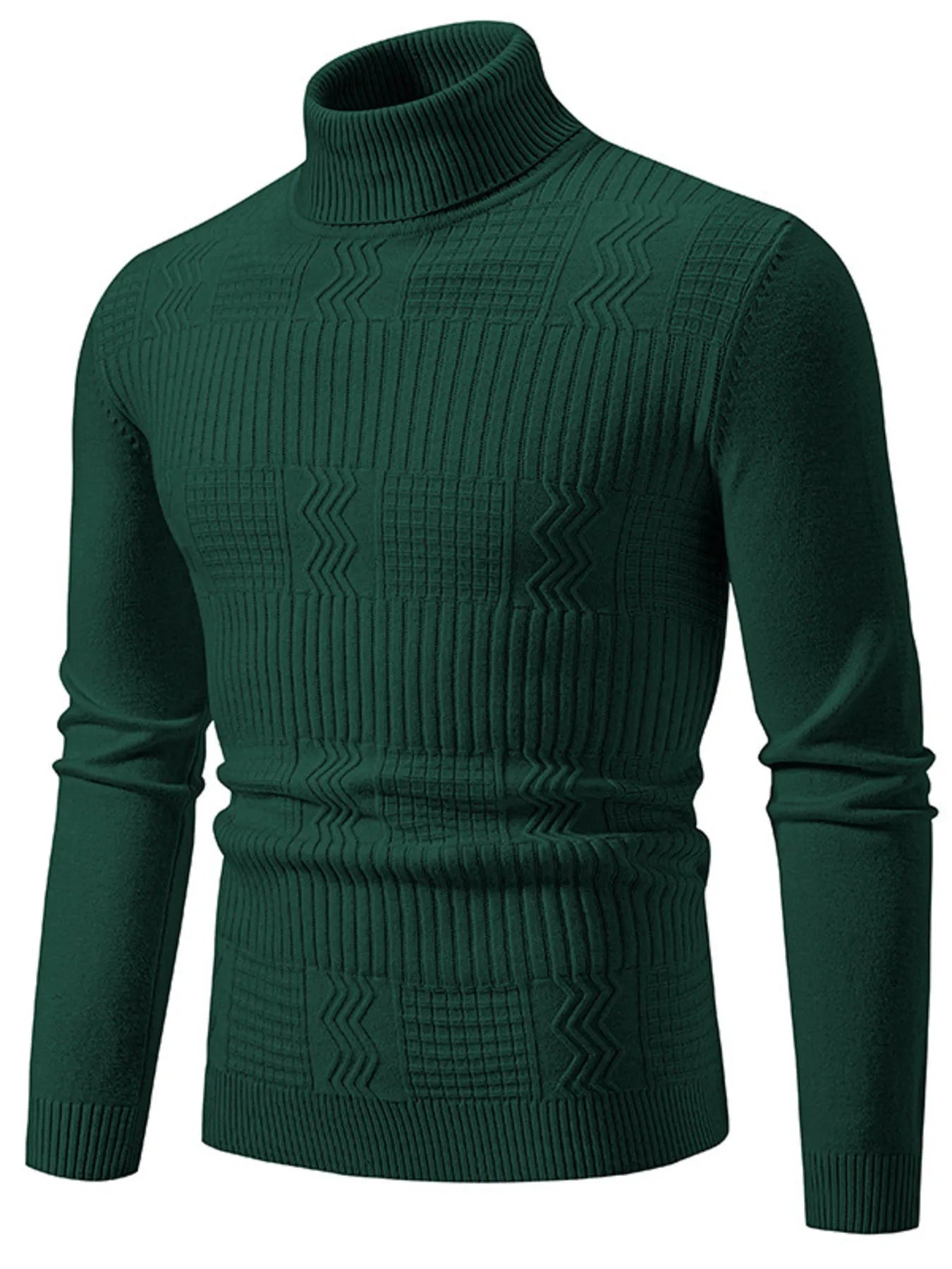 Men's Turtleneck Long Sleeve Sweater - Tigbul's Variety Fashion Shop