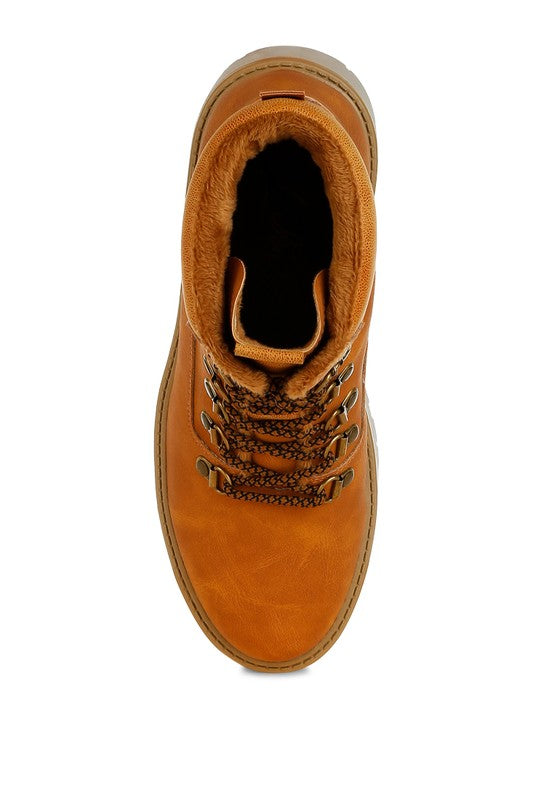 Boskoff Lace-Up Chunky Warm Ankle Boots - Tigbul's Variety Fashion Shop