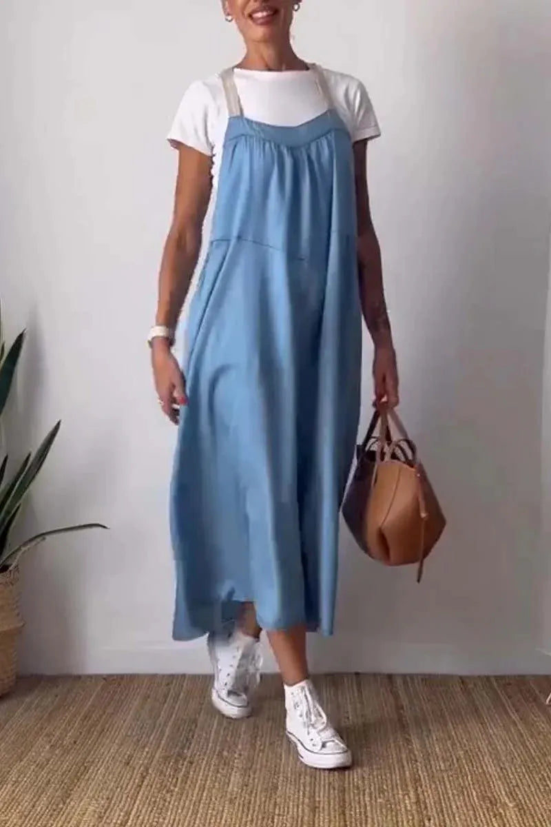 Ruched Cami Maxi Dress with Pockets Size Small - 5XL Plus - Tigbul's Variety Fashion Shop