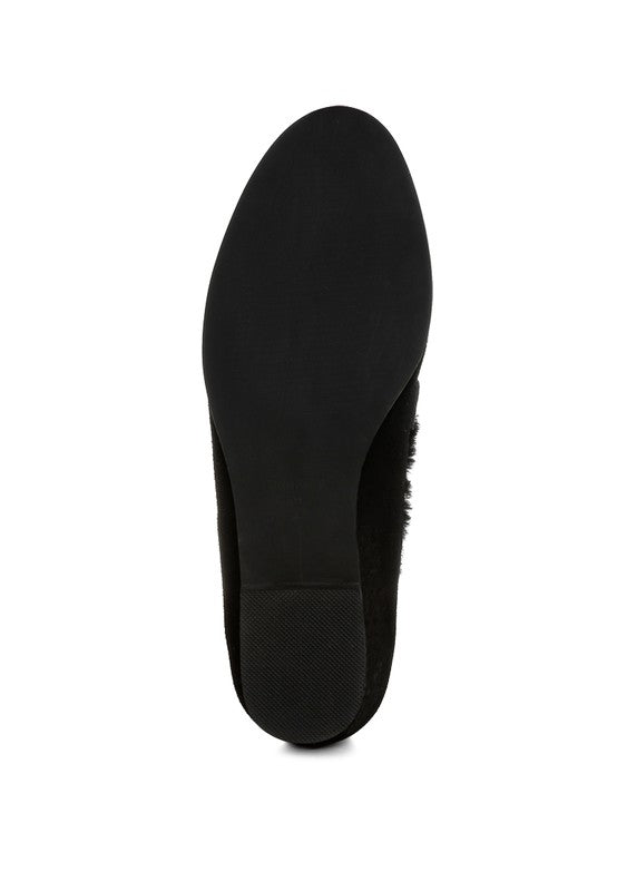 Ohrid Suede & Faux Fur Flat Loafers - Tigbul's Variety Fashion Shop