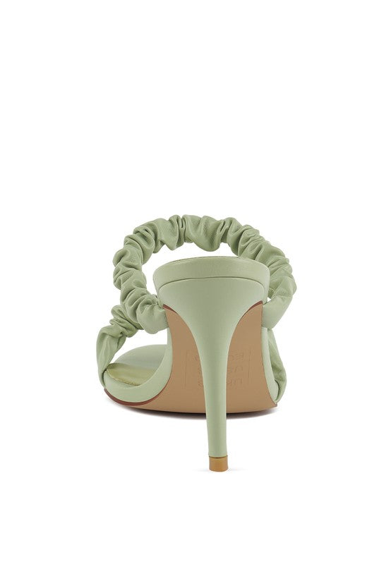 Qualie Gathered Around Strap Slip-On High Heels - Tigbul's Variety Fashion Shop