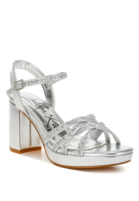 Sparks Fly Glitter Strappy Block Sandals - Tigbul's Variety Fashion Shop
