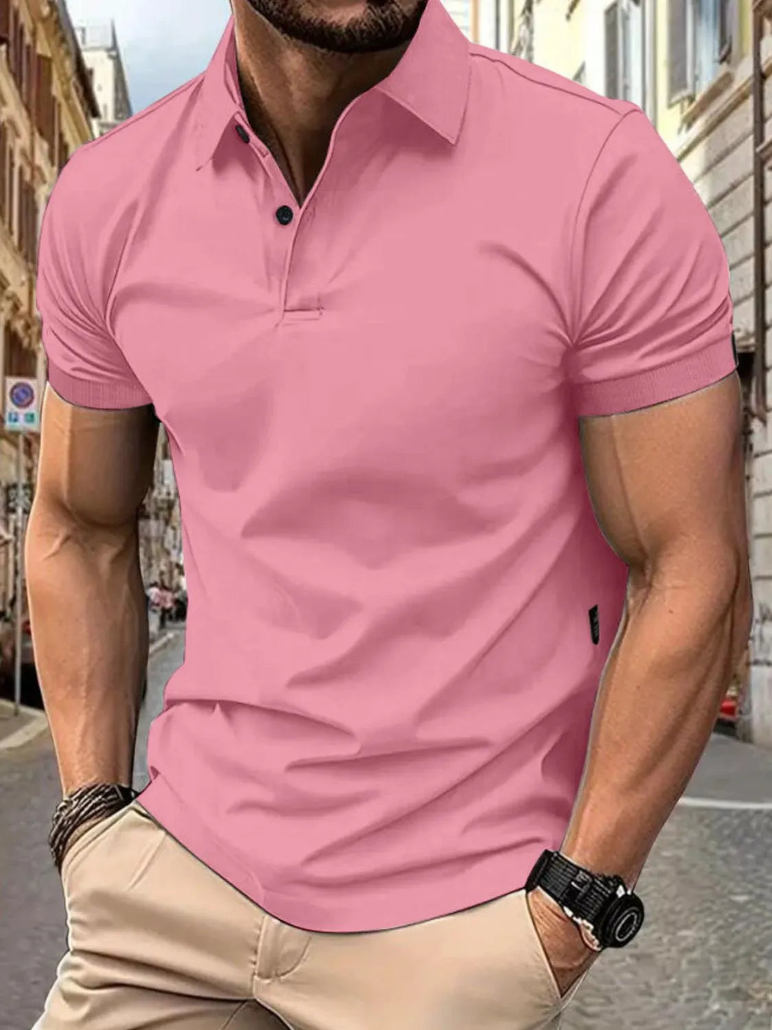 Men's Full Size Button Detail Short Sleeve Polo Plus Size - Tigbul's Variety Fashion Shop