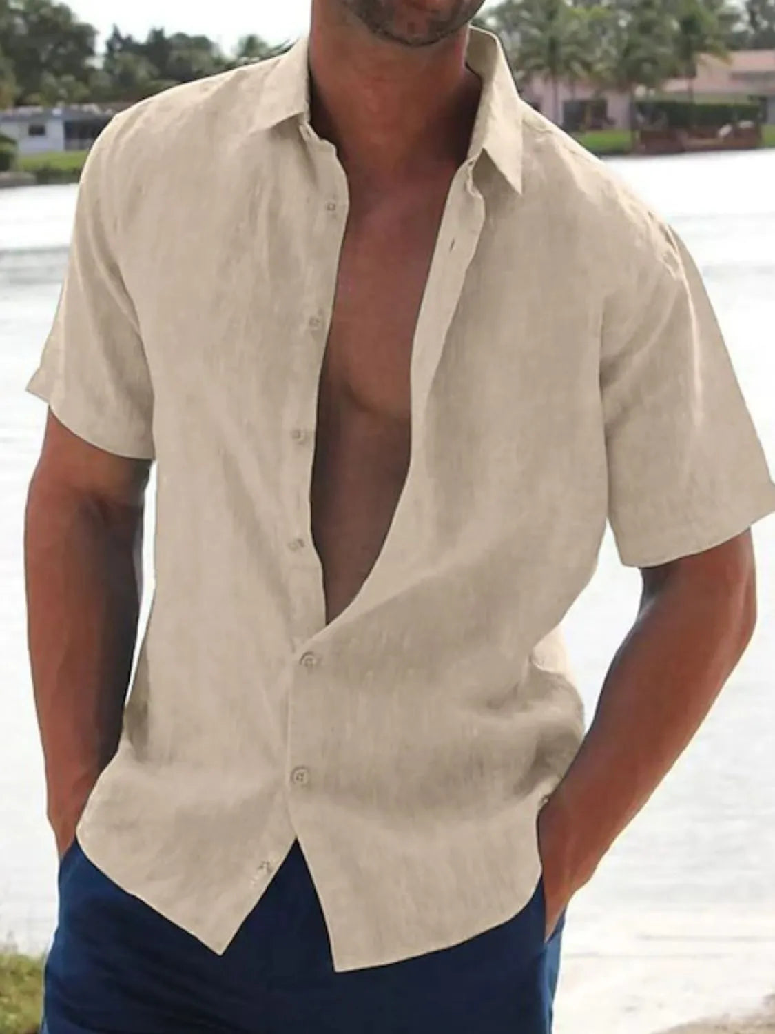 Men's Full Size Button Up Short Sleeve Shirt Plus Size - Tigbul's Variety Fashion Shop