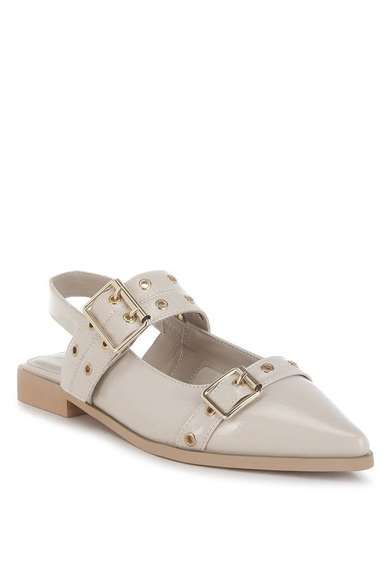 Betula Eyelets & Buckle Detail Flats - Tigbul's Variety Fashion Shop