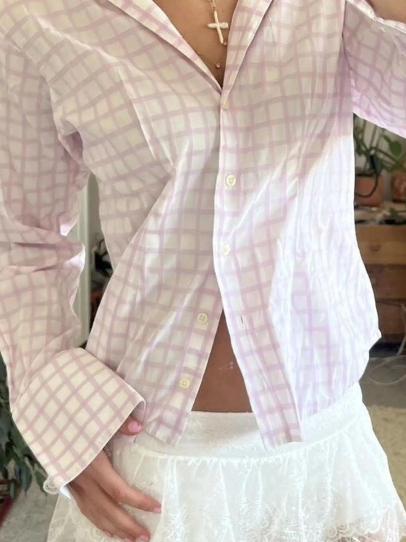 Printed Button-Down Long Sleeve Shirt - Tigbul's Variety Fashion Shop