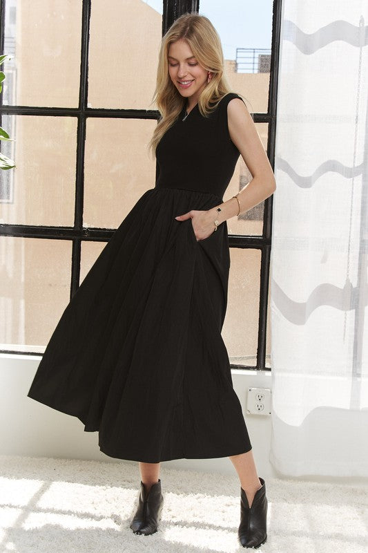 Black V-Neck Cap Sleeve Dress - Tigbul's Variety Fashion Shop