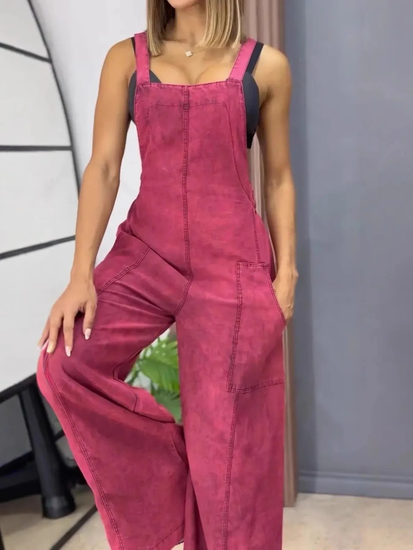 Full Size Wide Leg Washed Denim Overalls Plus Size - Tigbul's Variety Fashion Shop
