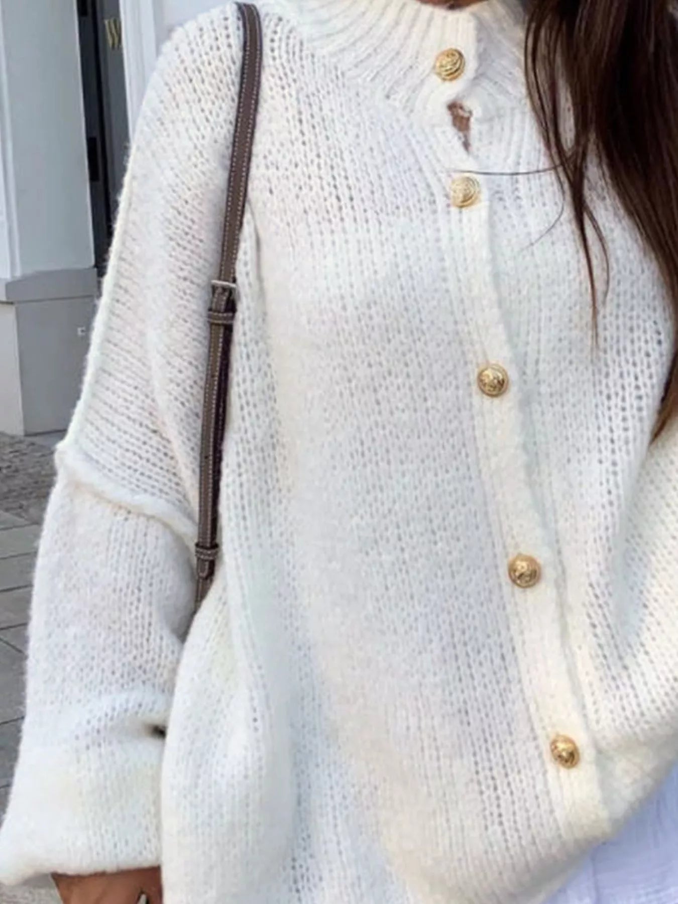 Oversized Knit Button-Down Batwing Sleeve Cardigan - Tigbul's Variety Fashion Shop