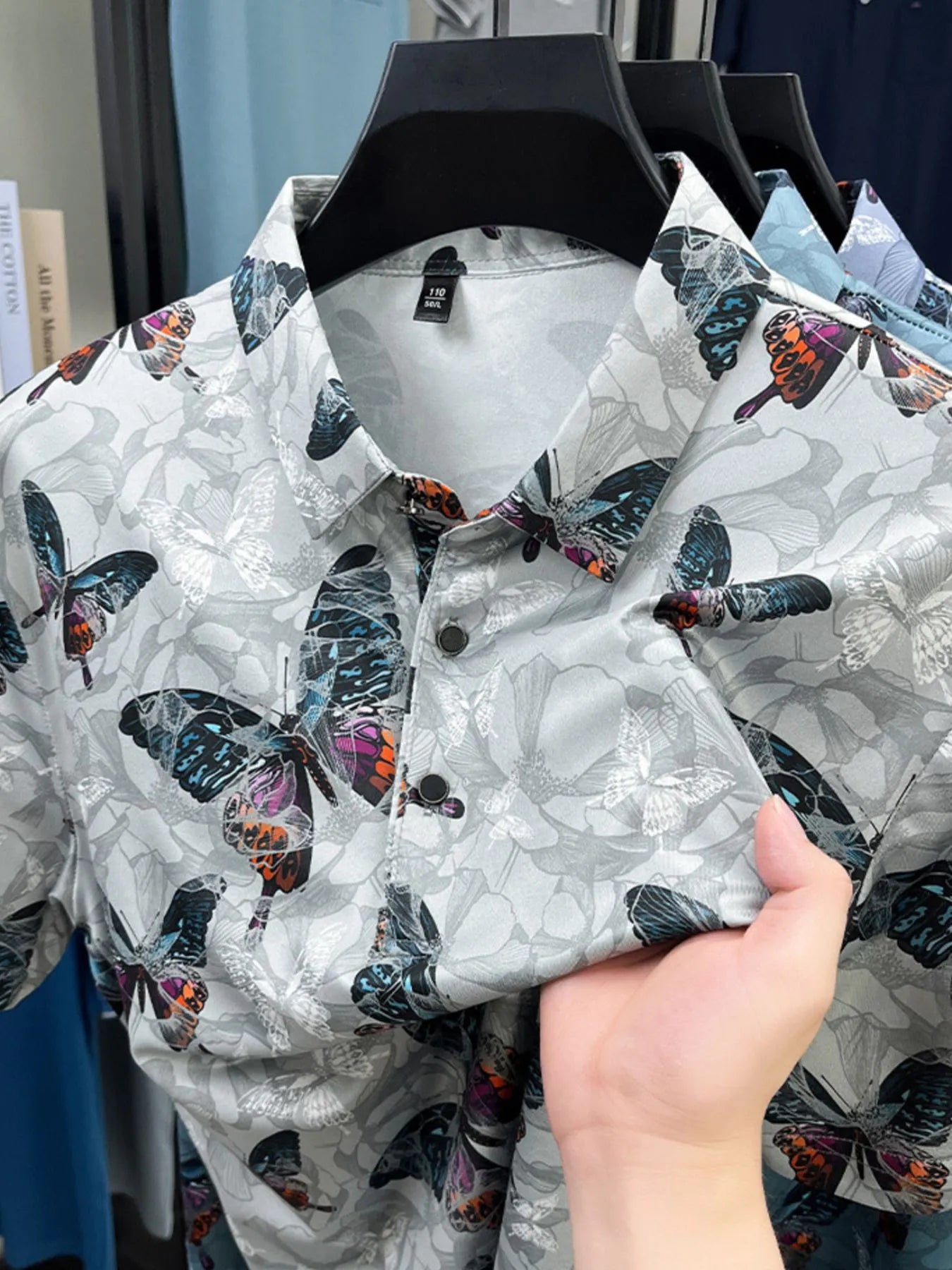 Men's Plus Size Butterfly Print Short Sleeve Polo - Tigbul's Variety Fashion Shop