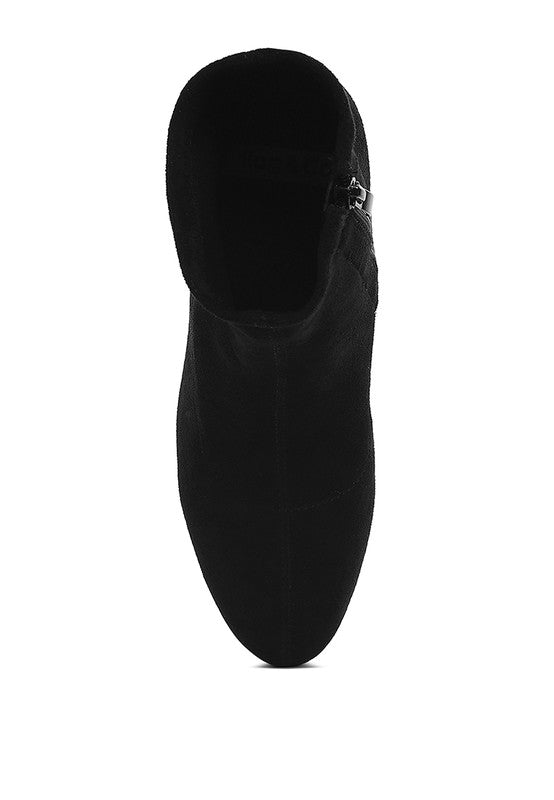 Chena Rhinestones Embellished Block Heel Boots - Tigbul's Variety Fashion Shop