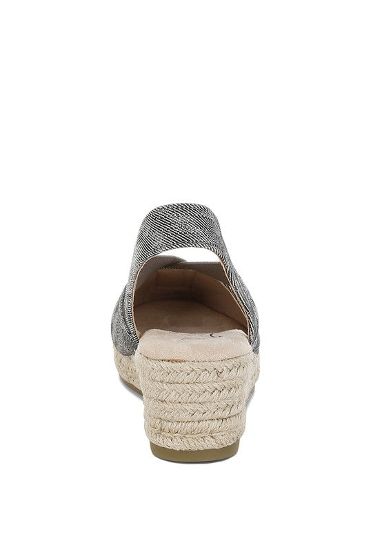 Port Side Metallic Woven Espadrille Wedges - Tigbul's Variety Fashion Shop