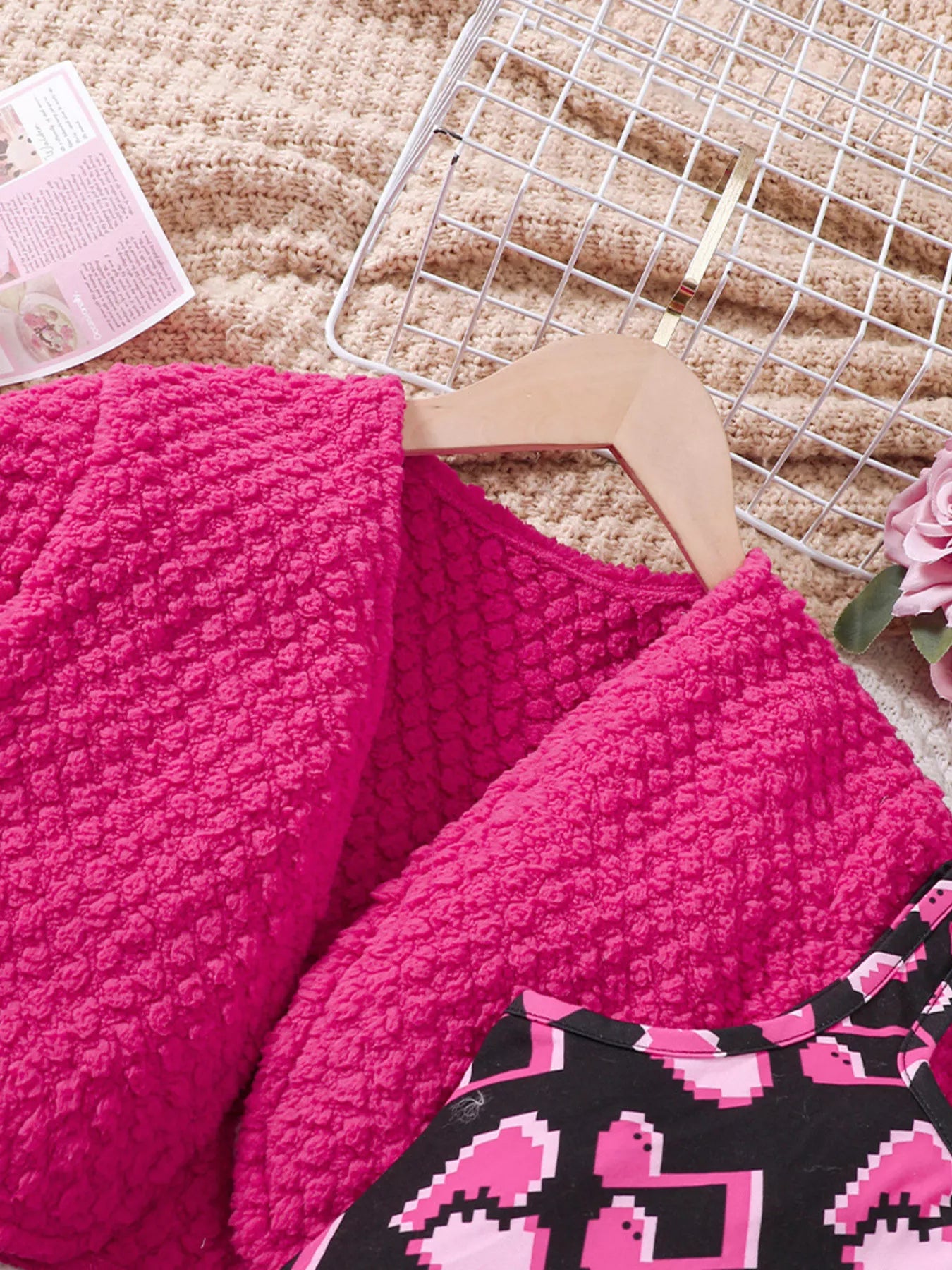 Toddlers Girls Pink Printed Dress and Cardigan Set - Tigbuls Variety