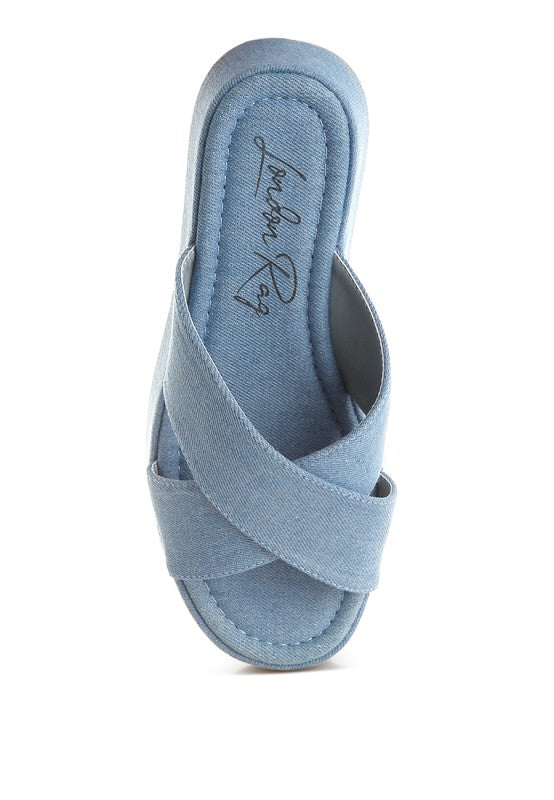 Karbi Denim Flatform Slip Ons - Tigbul's Variety Fashion Shop