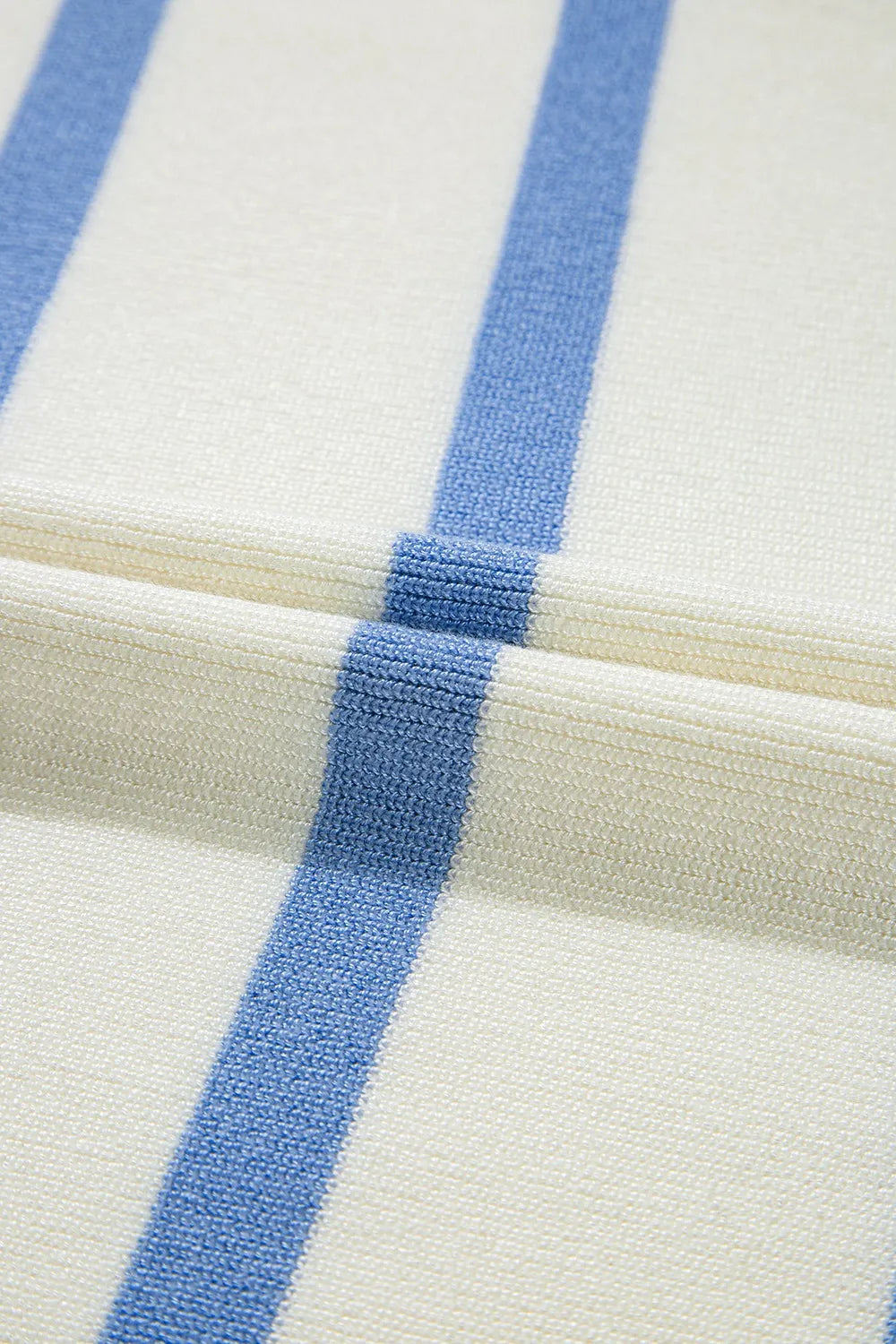 Stripe Split V Neck Collared Ribbed White Sweater Vest - Tigbul's Variety Fashion Shop