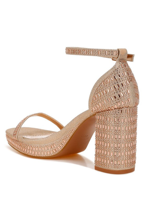 Ronan Rhinestones Embellished Block Sandals - Tigbul's Variety Fashion Shop