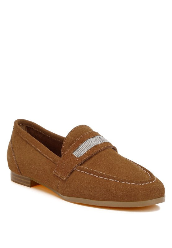 New Ode Rhinestone Penny Strap Loafers Loafers - Tigbul's Variety Fashion Shop
