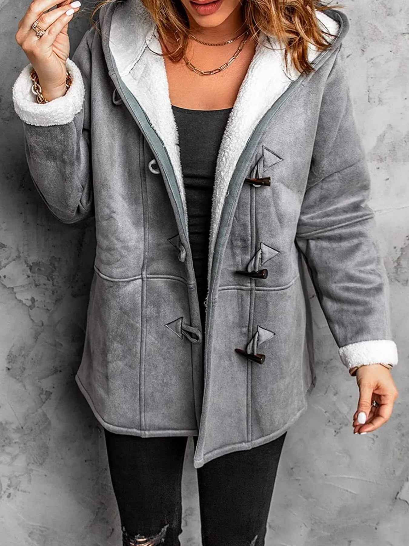Full Size Cozy Sherpa Lined Toggle Coat with Hood Plus Size - Tigbul's Variety Fashion Shop