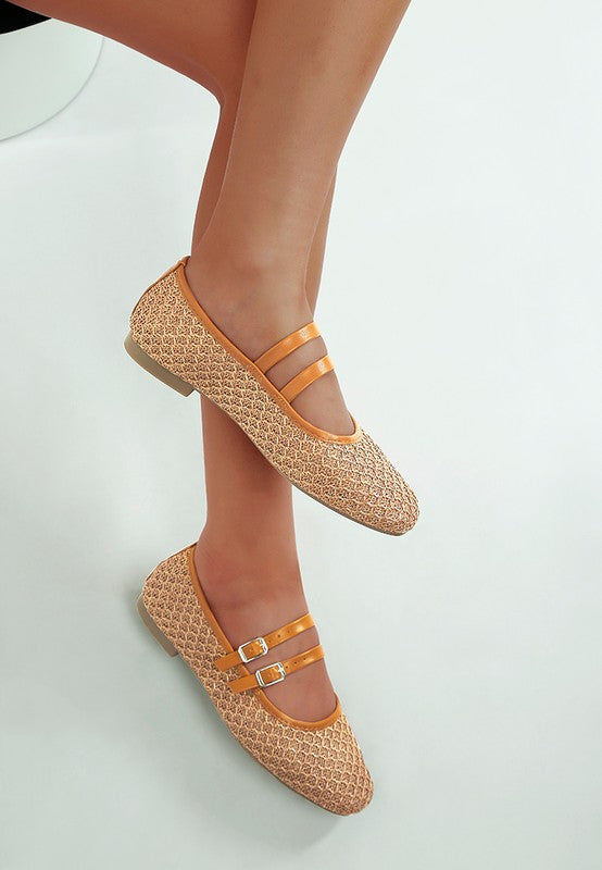 Warena Pin Buckle Strapped Ballerinas - Tigbul's Variety Fashion Shop