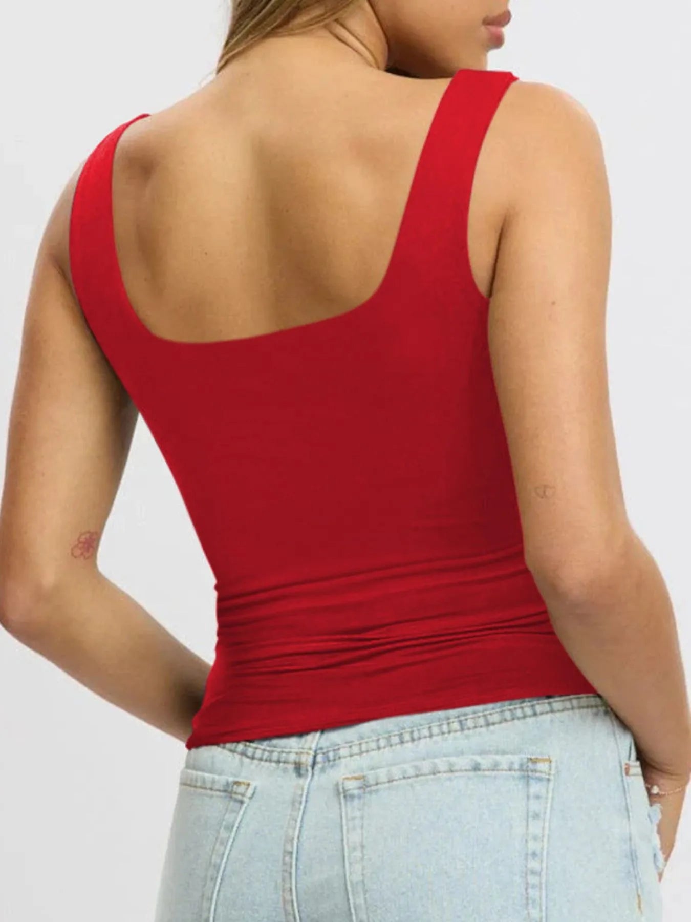 Square Neck Wide Strap Tank - Tigbul's Variety Fashion Shop