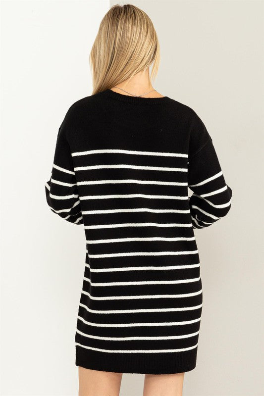 Casually Chic Striped Sweater Dress - Tigbul's Variety Fashion Shop