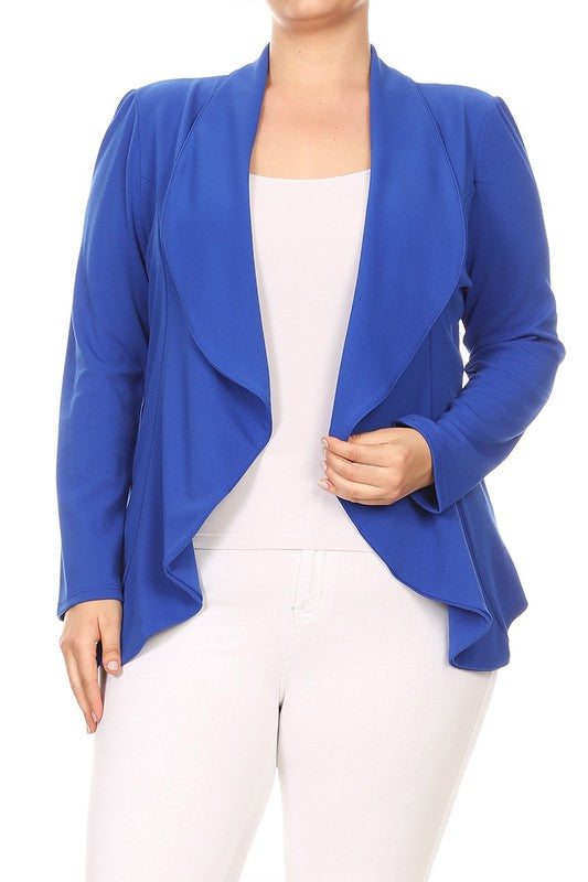 Plus Casual Solid open front jacket blazer - Tigbul's Variety Fashion Shop
