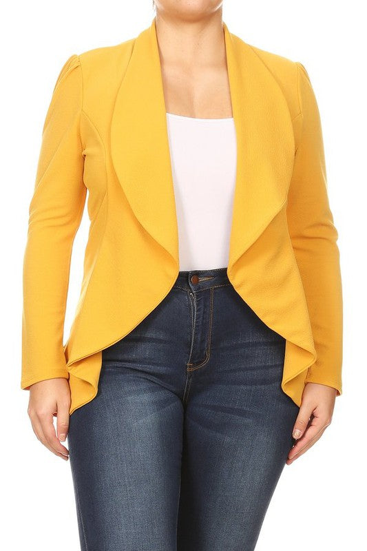 Plus Casual Solid open front jacket blazer - Tigbul's Variety Fashion Shop