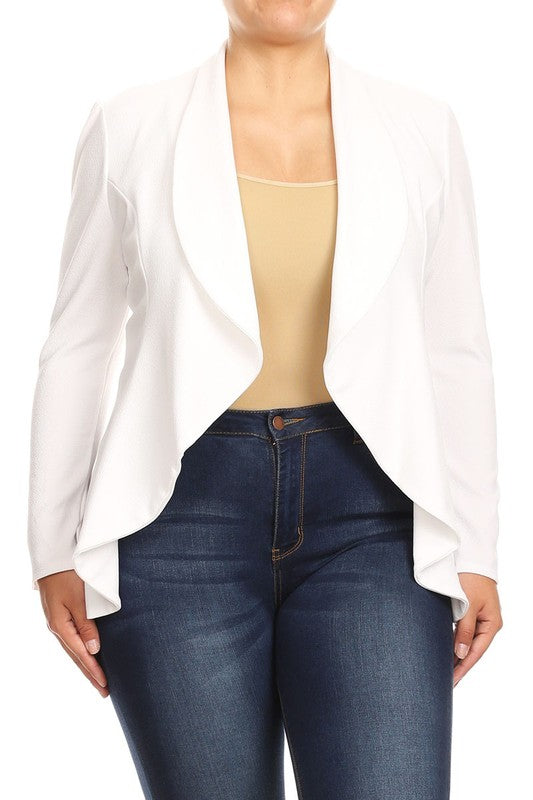 Plus Casual Solid open front jacket blazer - Tigbul's Variety Fashion Shop